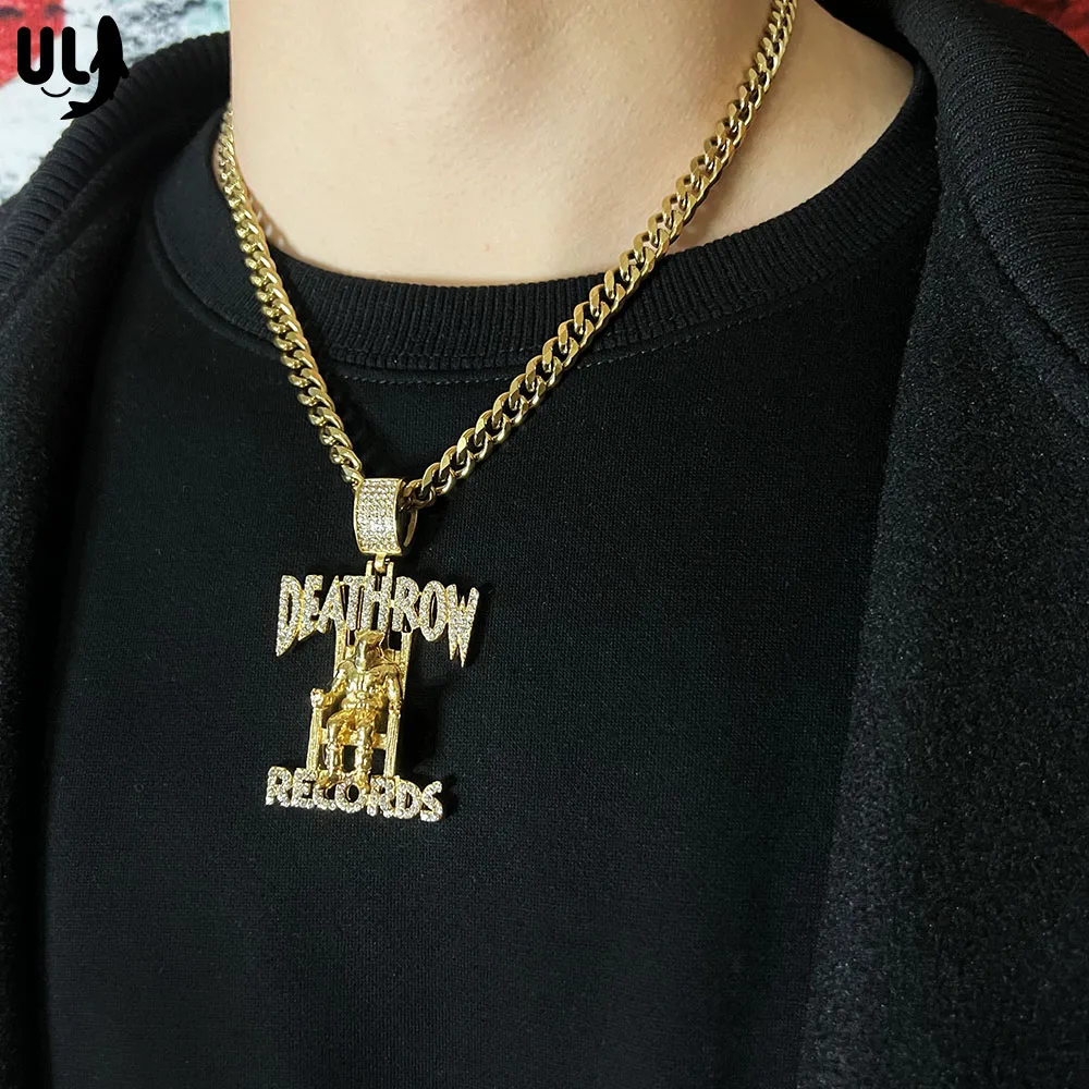 ULJ Whole Body 316L Stainless Steel DEATHROW/RECORDS Prisoner Pendant Jewelry With the 3mm Chain Hip Hop Necklace