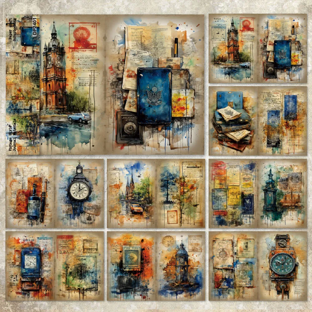 KSCRAFT 8 листов старинные часы и A5 бумажный пакет для сделай сам нежелательный