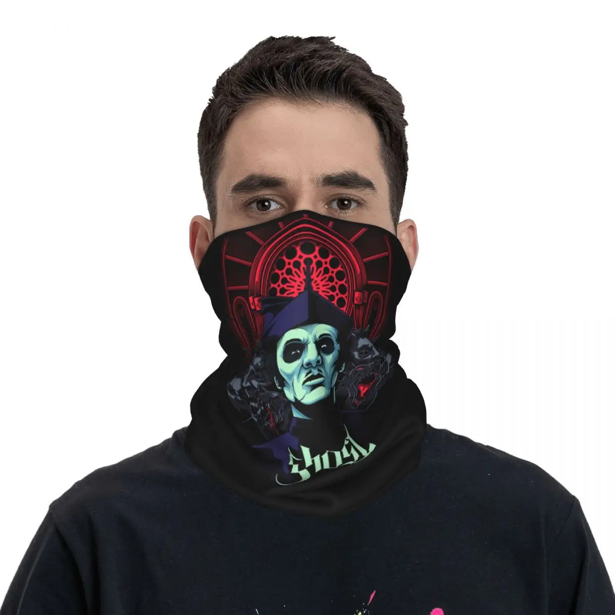 

Men Ghost BC Heavy Metal Band Bandana Merch Neck Cover Printed Face Scarf Multifunctional Headband For Cycling Windproof
