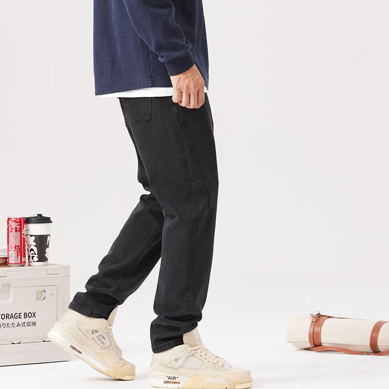 Men Clothing 2022 Autumn New Pattern High Street Solid Color Jeans Straight Cylinder Elastic Loose Force Wide Leg Trousers Women