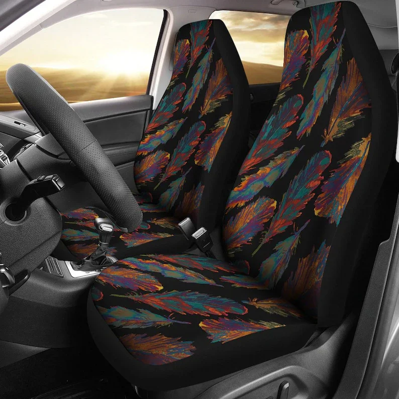

Orange Feathers Abstract Art Car Seat Covers Pair, 2 Front Seat Covers, Car Seat Protector, Car Accessories