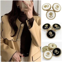 6pcs rose gold metal white black flower buttons for needlework clothing women dress coat suit cardigan sewing button designer