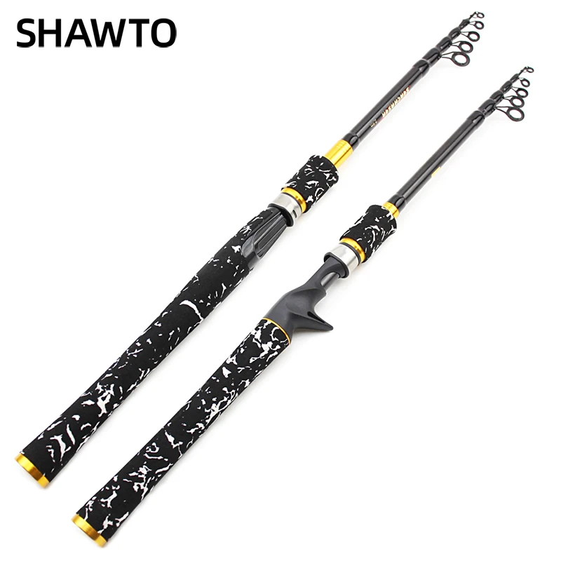 

Shawto Telescopic Fishing Rod Carbon Fiber 1.8m 2.1m 2.4m 2.7m Spinning Casting Lure Rod Ultralight Baitcasting Sea Fishing Pole