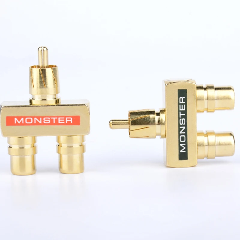 1 RCA штекер на 2 гнездо Позолоченный Медный AV аудио один в два и разъема адаптеры -