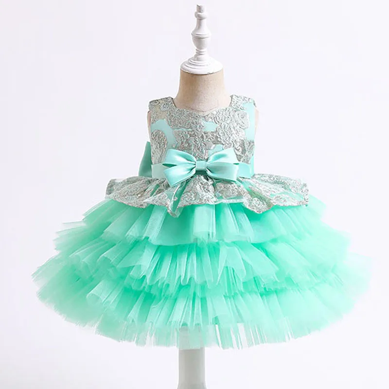 

BunnyLuLu New Fashion Baby Toddler Birthday Baptism Dress Tulle Multilayer Dress Princess Prom Party Formal Evening Dress Flowe