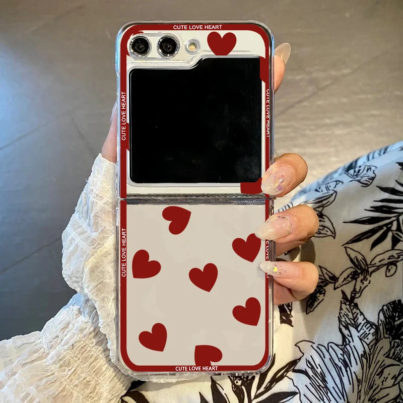 Чехол для телефона Samsung Galaxy Z Flip 6 5 4 3 милый винный красный розовый любовь сердце