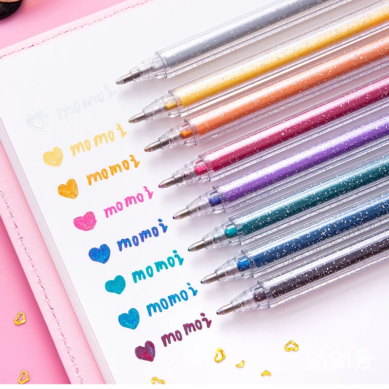 

8 colors/Set Glitter Pen Highlighter Color Changing Flash Marker Gel Pens Drawing Scrapbook Album Journal DIY Stationery School