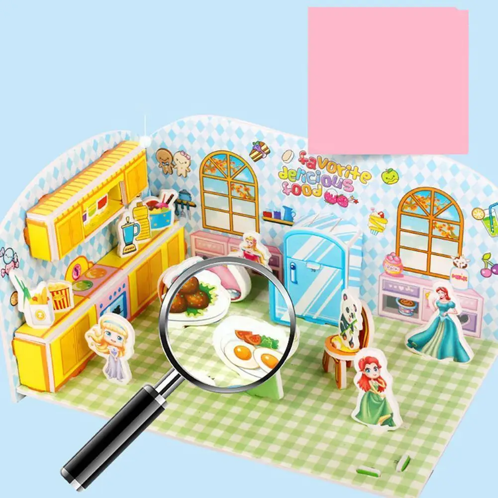 

3d Diy Kids Puzzle Early Educational Toys Toddler Concentration Shop Puzzle Scene Puzzle Training Room Cream Flower Ice Sho Q3u6