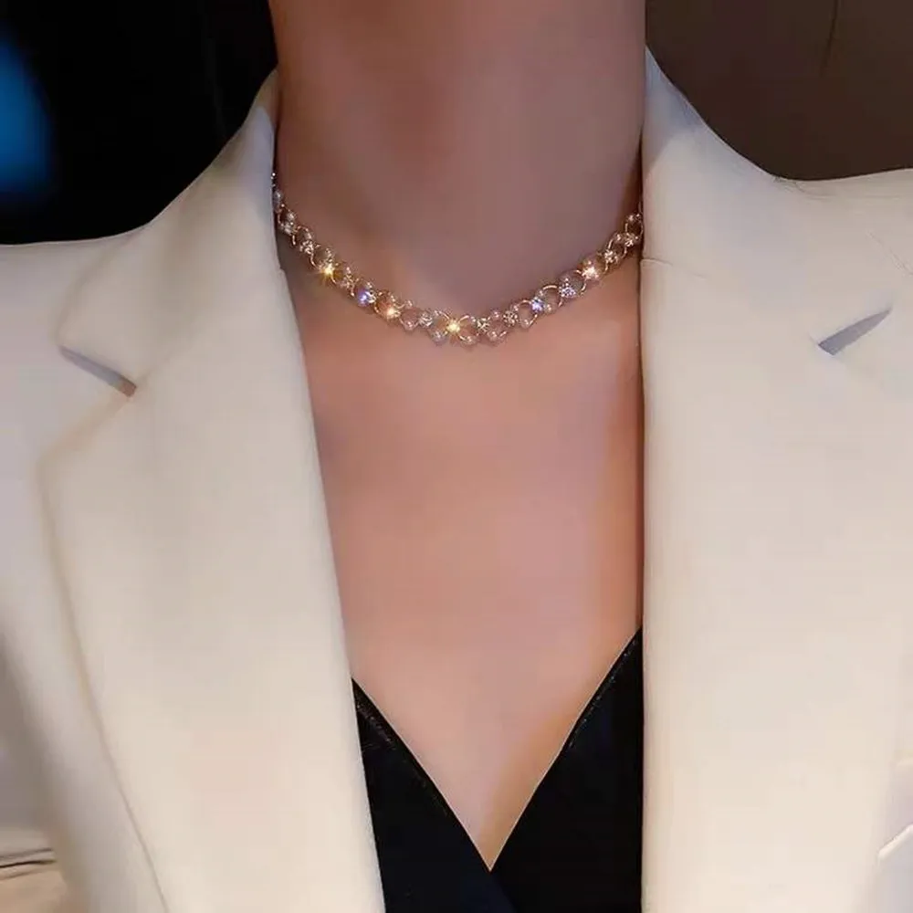 Новое корейское модное простое индивидуальное ожерелье инкрустированное