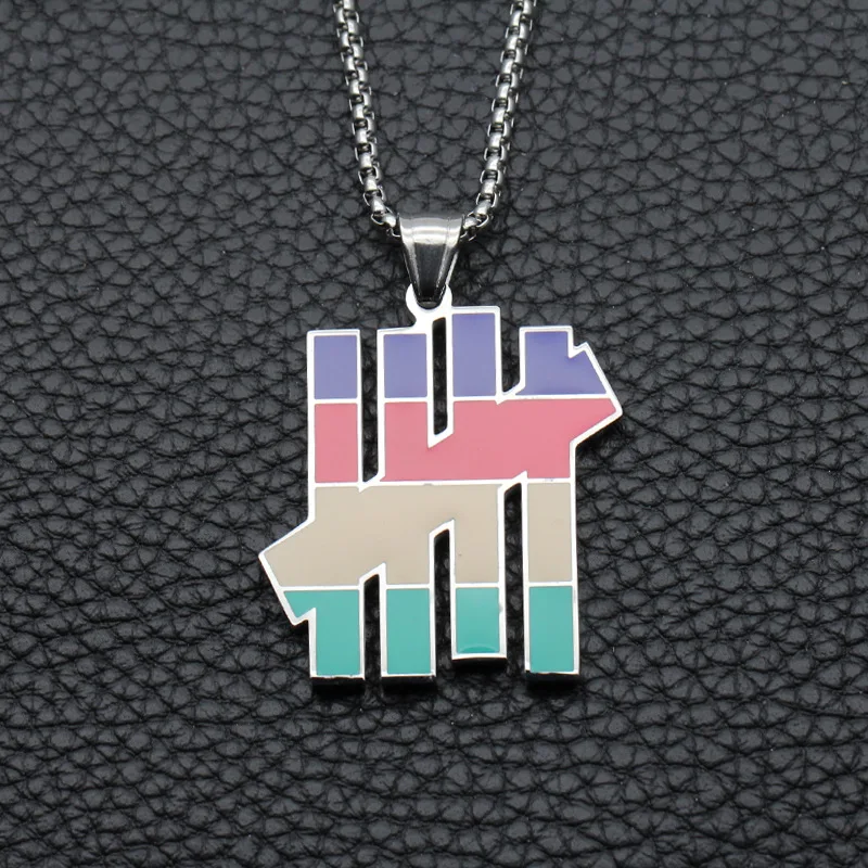 

Bar Necklace Men's Undefeated Classic Large Pendant Necklace Stainless Steel Steel Color Necklace Around Neck Hip Hop Wholesale