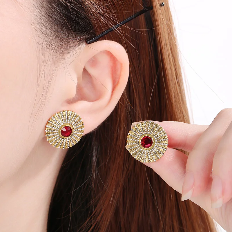 Красочные разноцветные большие круглые серьги из нержавеющей стали для женщин и