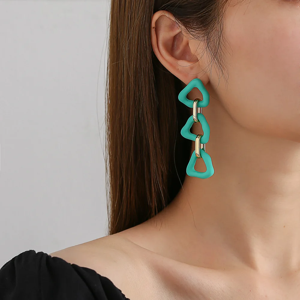 

Korean Long Statement Geometric Triangle Tassel Dangle Drop Earrings For Women Earrings Fashion Jewelry Oorbellen Brincos