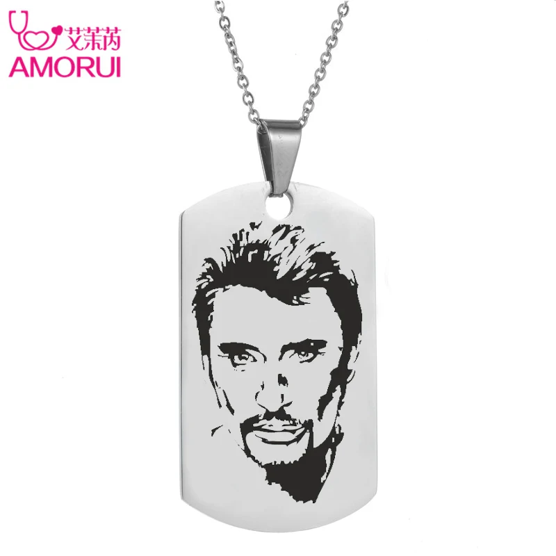 

Johnny Hallyday Men Necklace Stainless Steel Pendant Dog Tags Army Nameplate Mens Pendant cross Shaving blade Necklace for men