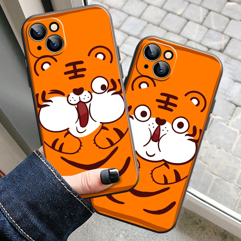 

Little Tiger Phone Case For iPhone 11 12 13 Pro Max 12 13 Mini X XR XS Max 7 8 Plus 6S 6 Plus SE2020 Liquid Silicone Shockproof