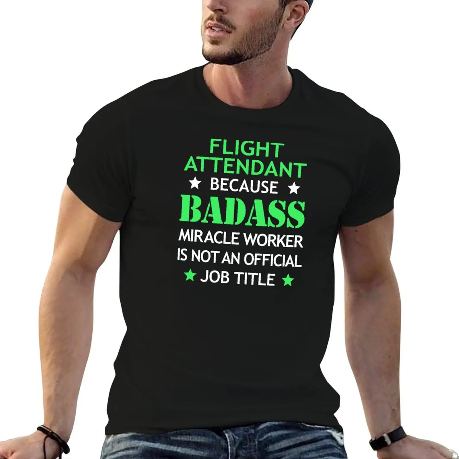 Фото Футболка с надписью «Flight Attendant Badass Birthday Funny Christmas Cool Gift», хлопковая футболка, набор футболок с аниме-принтами для мужчин, футболка №1