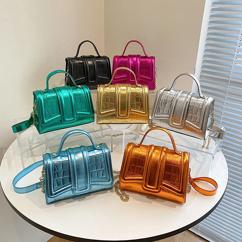 

Brand Women Bag Gold Silvery Handbag Crocodile Pattern Mini Crossbody Bag For Women 2023 Designer Shoulder Bag Luxury Clutches