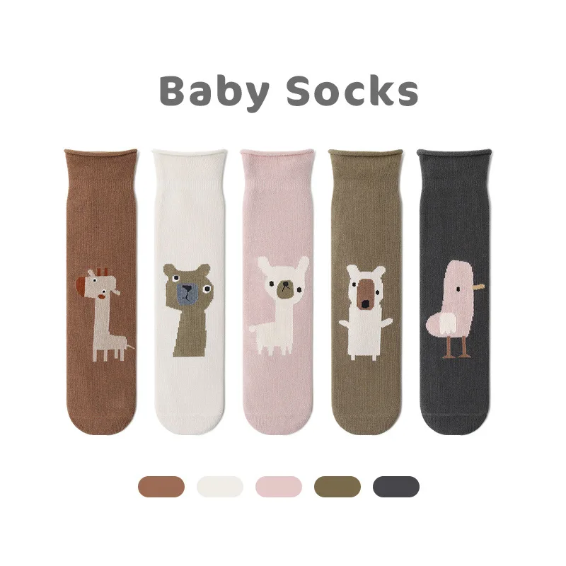 5-Pack One Size 0-10 Years New Fall Style Cartoon Baby Long Tube Socks Soft Cotton Stockings Kids Boys Girls Knee-high Socks