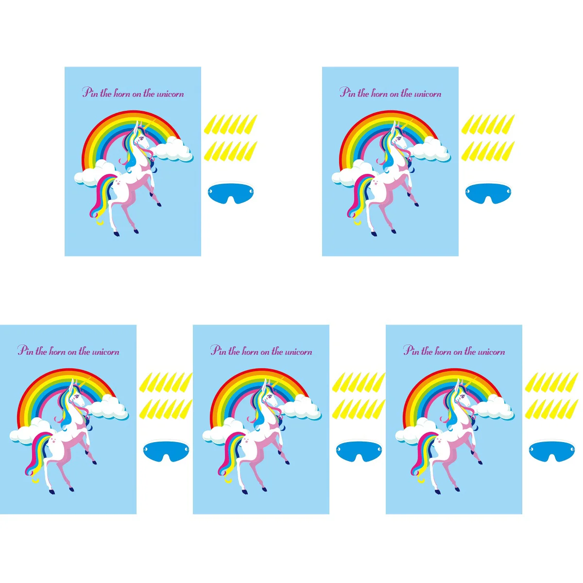 

5 Sets Pin The Horn on The Birthday Party Game Decoration