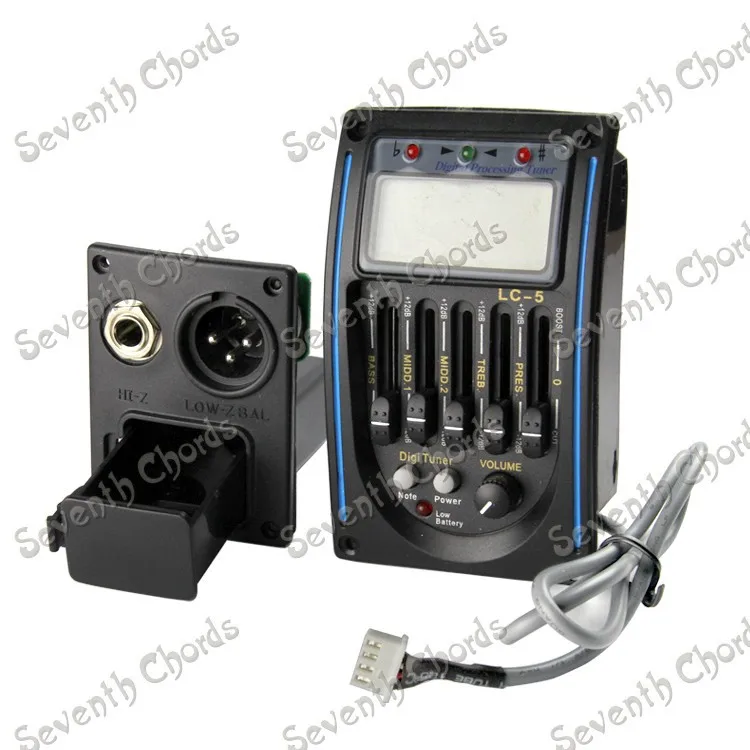 LC-5 5 полос акустической гитары звукосниматель EQ Preamp LCD тюнер пьезо Эквалайзер