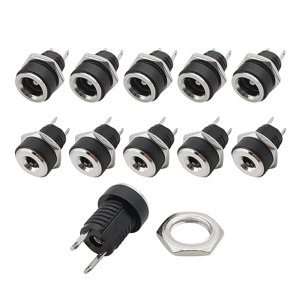 

10Pcs DC-022B DC Power Supply Jack Female Panel Mount Connector 5.5 x 2.1mm / 5.5x2.5mm / 3.5x1.3mm DC Socket Terminal Adapter