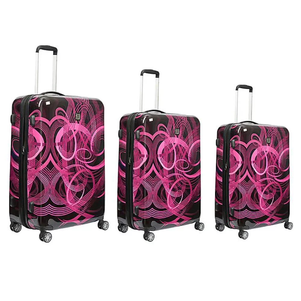 

FUL Atomic Nested 3 Piece Luggage Set, Spinner Rolling Luggage Suitcases, 28in, 24in, and 20in Sizes, ABS Hard Cases, Pink