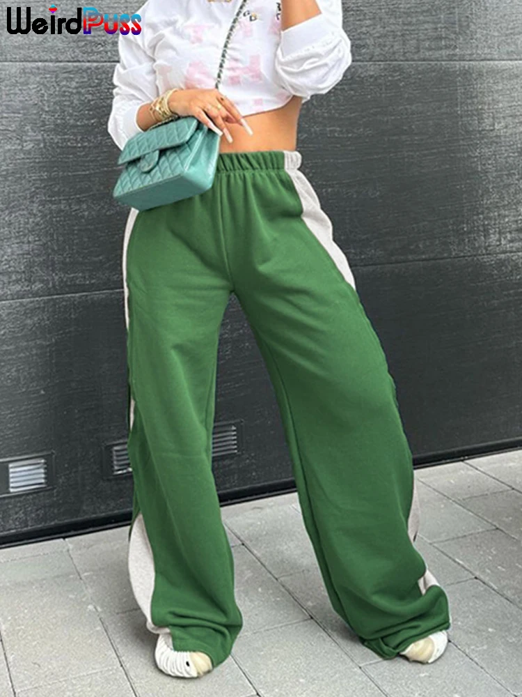 Брюки женские спортивные прямые с завышенной талией и боковыми вставками