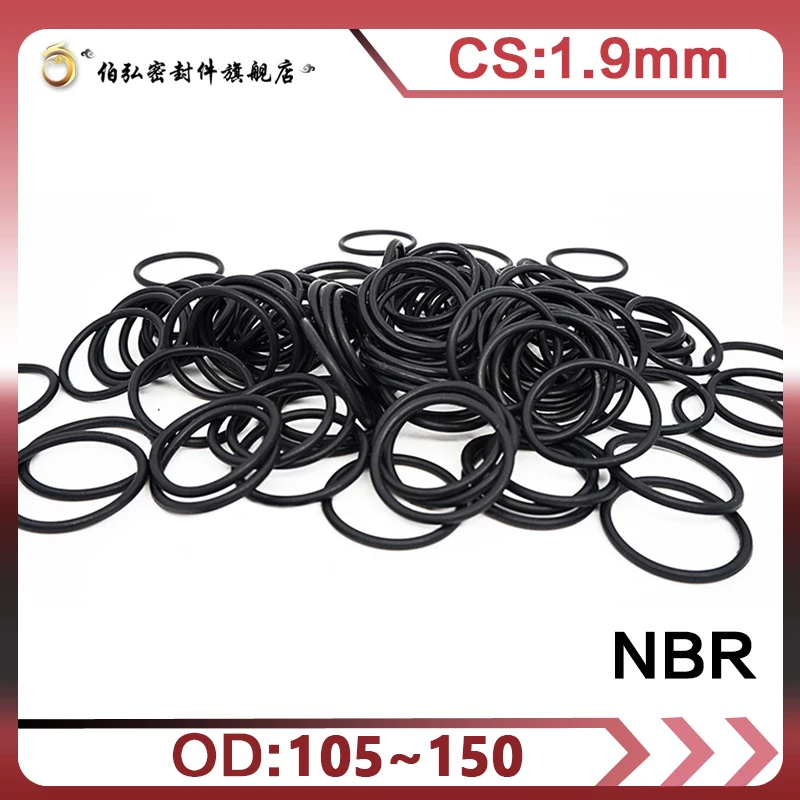 

5PCS/Lot Black NBR Nitrile Rubber Sealing O Ring CS1.9mm OD105/110/120/125/130/135/145/150*1.9mm Gasket Oil ORings Washer