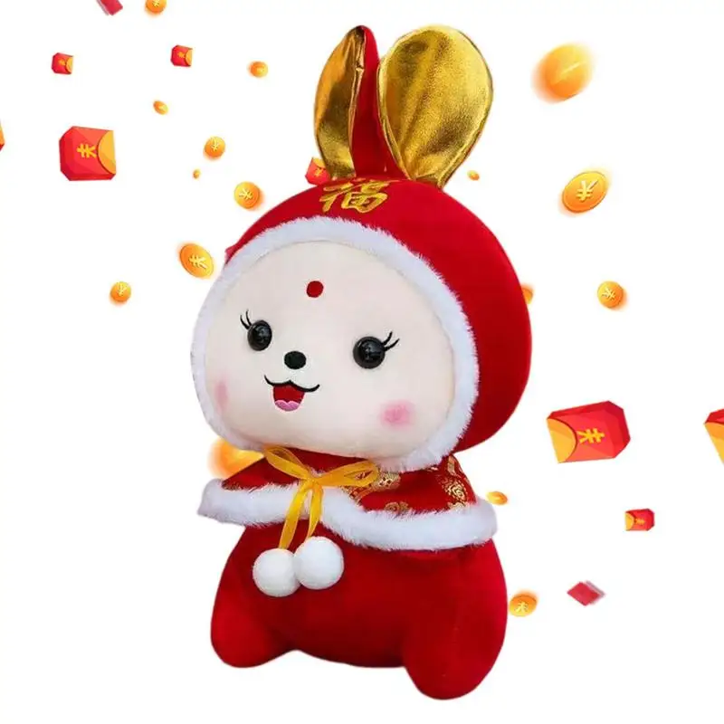 

Китайский новый год, кролик со знаками Зодиака, плюшевая игрушка, кролик со знаками Зодиака, игрушки-талисманы с животными в китайском стиле, костюм Тан, кролик, подушка, игрушка для 2023