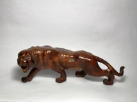 1919 chinese boxwood hand carved vivid tiger figure statue old decoration collection gift