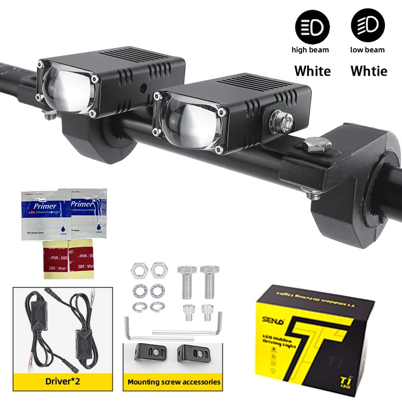 

Senlo 2,5-дюймовый супертонкий желтый и белый светодиодный спортивный светильник с двойным лучом, двухсветодиодный проектор, гриль, рабочие фары для автомобилей, внедорожников 4x4, 12 В, 24 В