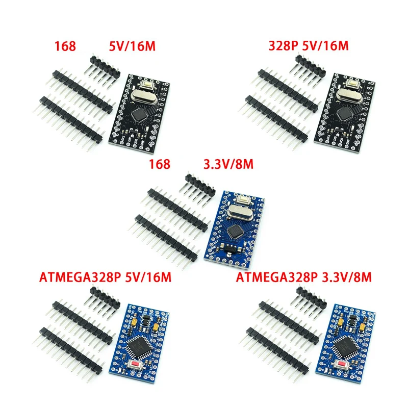 

Pro Mini 168/328 168 chip 3.3V 5V 16M / ATMEGA328P-MU 328P Mini ATMEGA328 5V/16MHz For Arduino Module