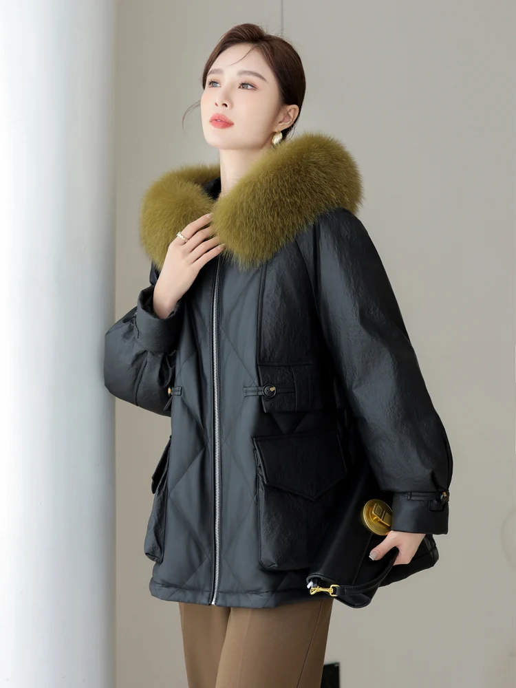 Женский пуховик из овчины средней длины новинка зимы 2023 Haining пальто натуральной