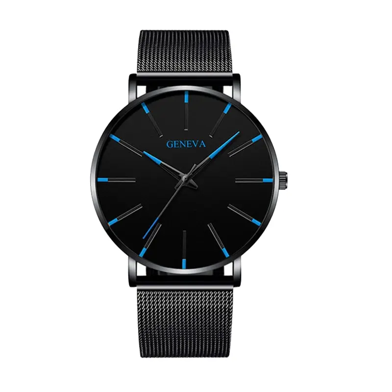 Fashion Thin Watches Simple Men Business Stainless Steel Mesh Belt Quartz Watch Handsome Boy 6