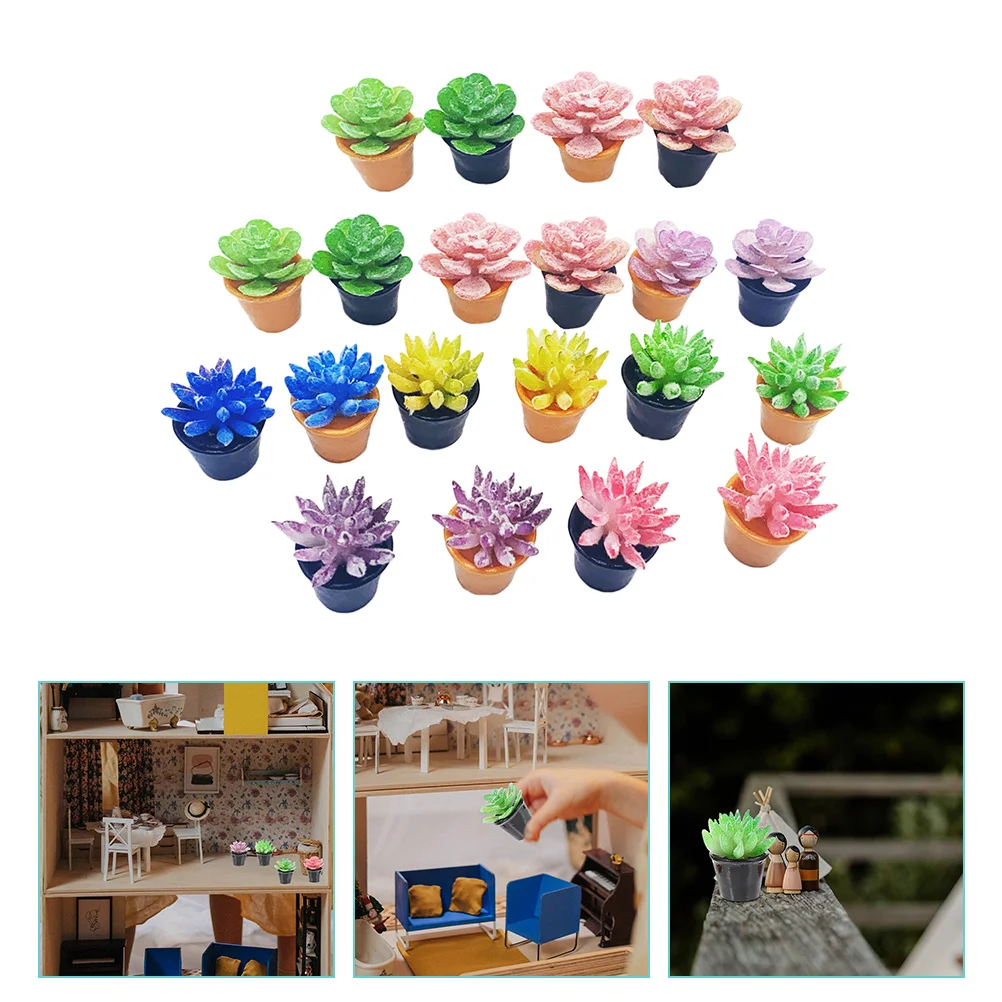 

Miniatureminibonsai Artificial Tiny Potted Fake Succulent Small Succulents Faux Items Simulation Pots Flower Model House Flowers