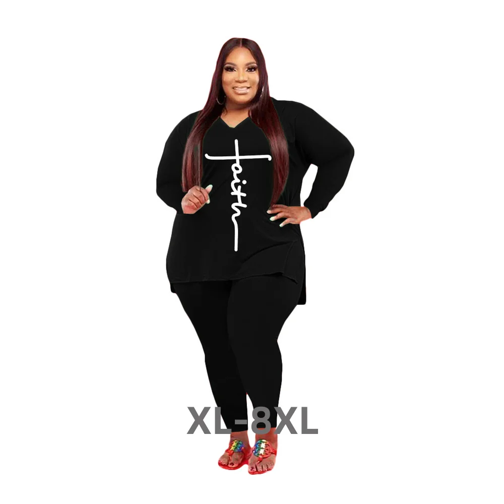 

Plus Size Sets Fall Clothes for Women Two Piece Outfits Loose Top Pants Casual Tracksuit Jogging Suits Wholes 3xl 4xl 5xl 6xl
