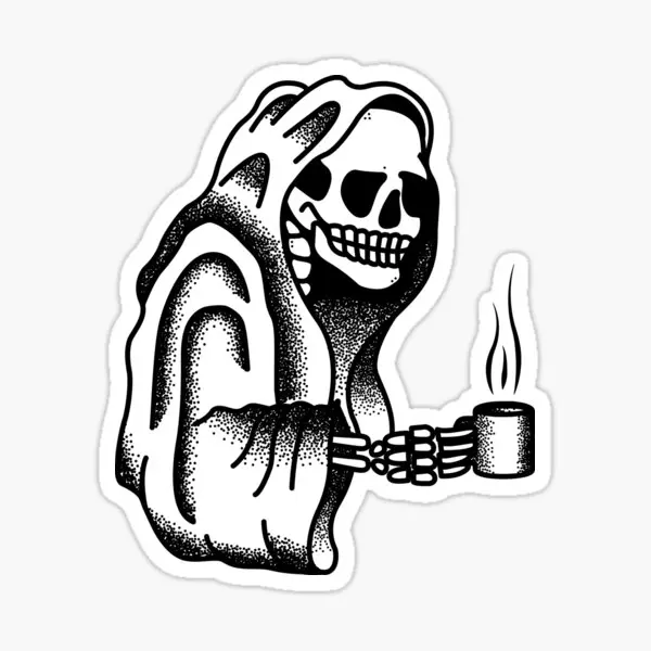 

Death Before Decaf 5PCS Stickers for Cartoon Luggage Car Room Background Window Laptop Print Decorations Decor Living Room