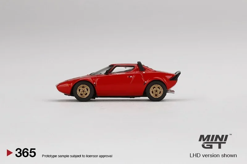 Модель автомобиля MINI GT 1:64 Lancia Stratos HF Stradale Rosso Arancio с левым рулем