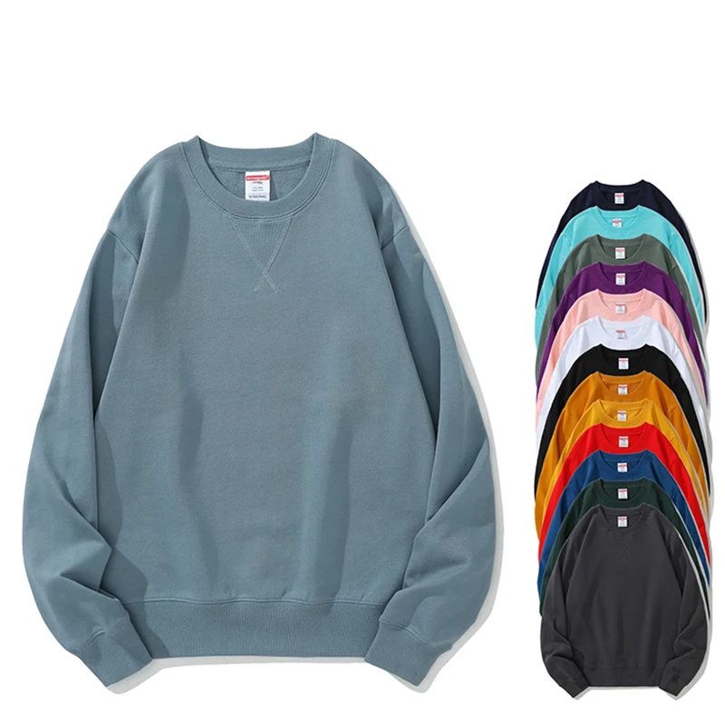 

Pure Cotton Sweatshirt Round Neck Solid Color Off Shoulder Sweater Plus Size Hoodies Unisex Sweatshirt Men's Women's Sweatshirt