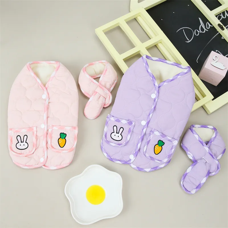 

2022 New Small and Medium-sized Cat Dog Autumn and Winter Scarf Radish Cotton-padded Clothes Spot Pet Clothing