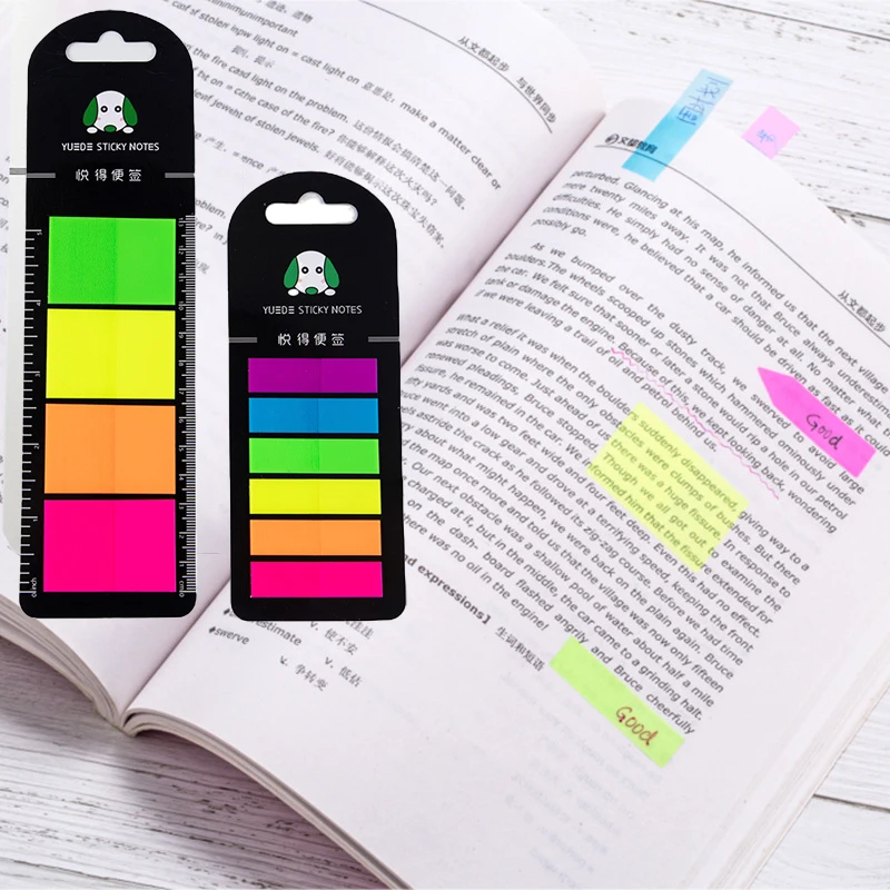

1 Set PET Fluorescence Sticky Notes Bookmark Memo Pad For Decorating Memo To Do List Sticky Notes Stickers School Stationeries