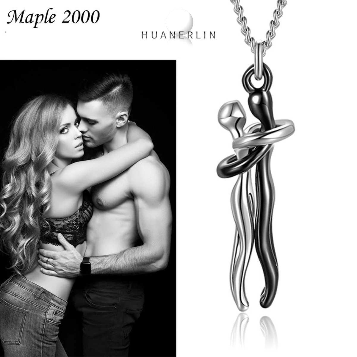 

Original Couple Hug Necklace Emotional Expression Necklace Men and Women Hug Clavicle Chain Couple Gift Valentine's Day Gothic