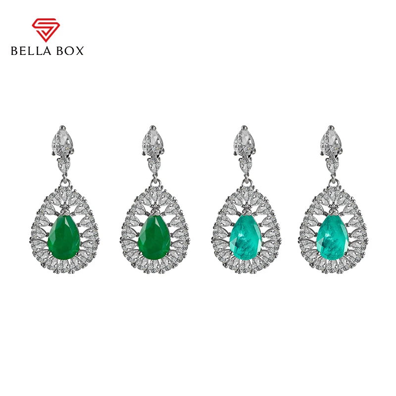 

Bella Box Simple Paraiba Stud Earrings S925 Sterling Silver Water Drop Shaped Gemstone Wedding Engagement Party Fine Jewelry