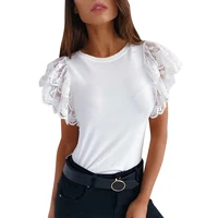 casual summer woman white t shirt o neck lace short sleeve t shirts 2022 fashion slim female streetwear ladies solid black tops