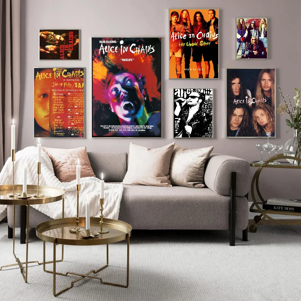 A-alice I-in C-chains Ретро Стиль Плакат Наклейки Hd Качественный Клей Изображение Для