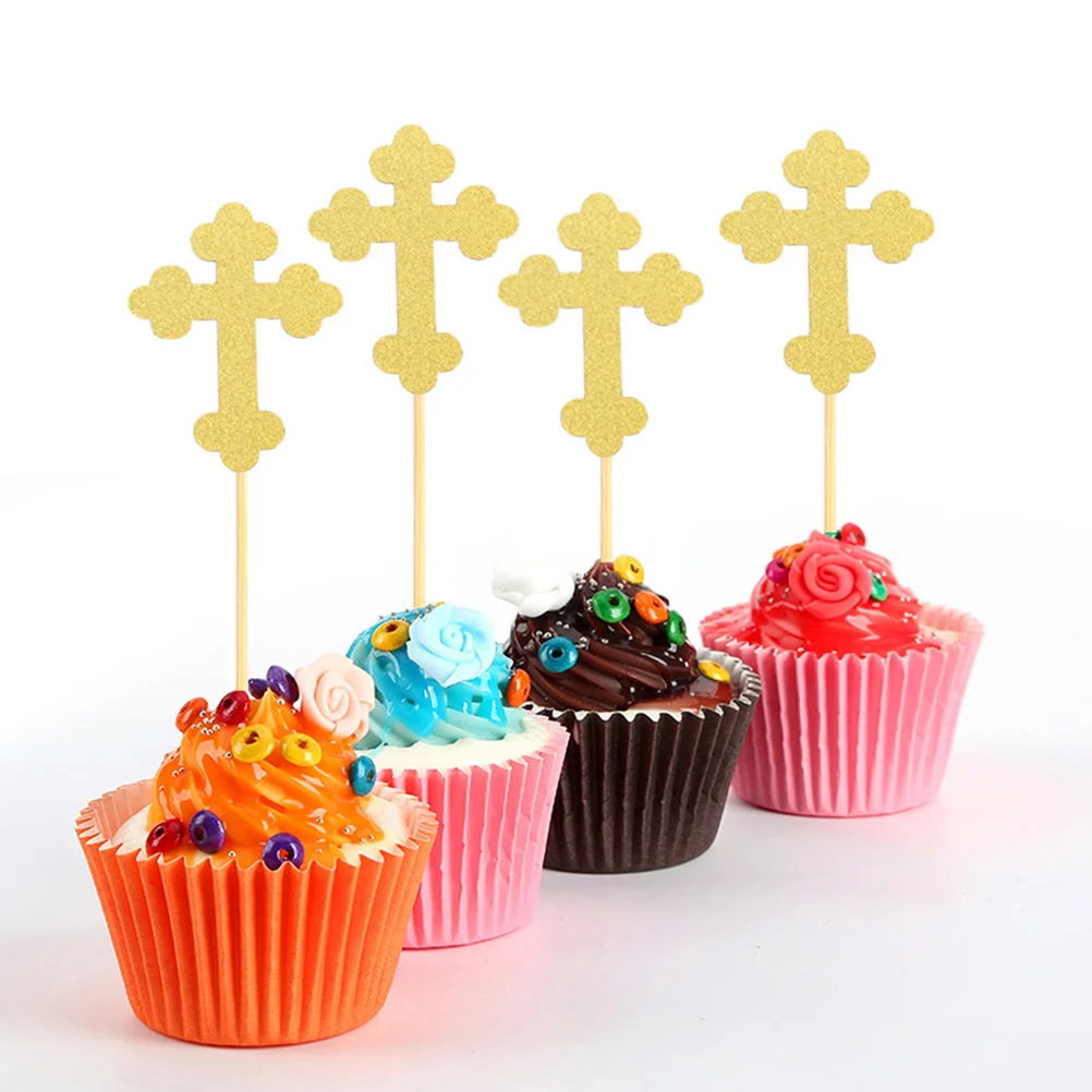 24 шт. топперы для торта в форме креста и ангела бумажные выборки декор кексов