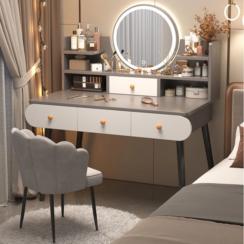 

Nordic Luxury Vanity Tables Mirror Lights Modern Vanity Tables Makeup Storage Cabinet Tavolo Trucco Bedrooms Furniture WZ50VT