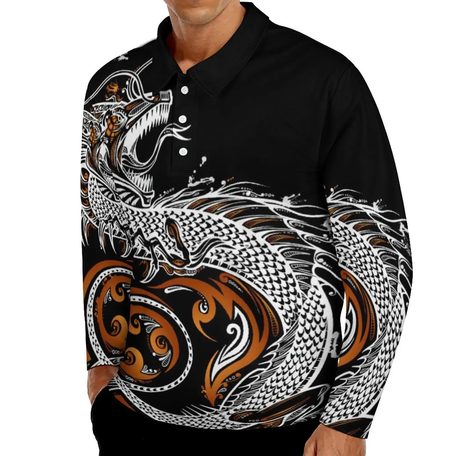 

Рубашка-поло с длинным рукавом и отложным воротником, осенняя