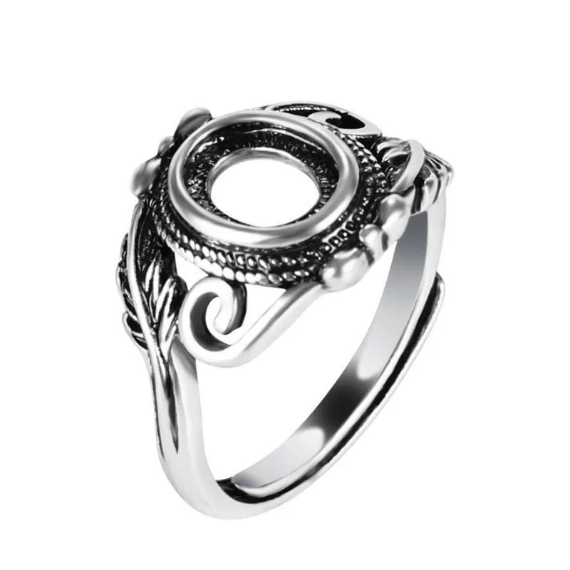 

6*8MM Adjustable Oavl Ring Blank Delicate Leaves Setting Tray Antique Plate