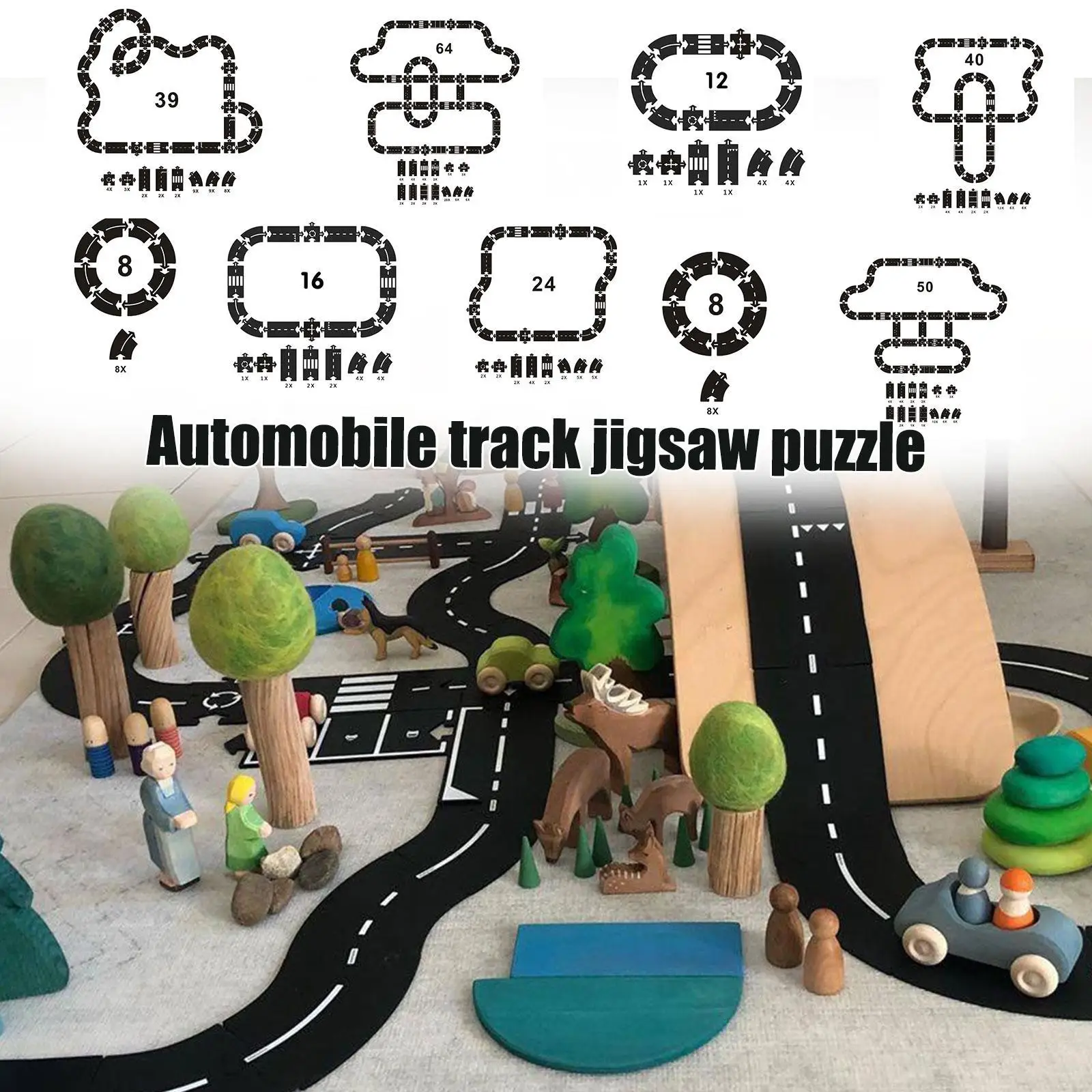 

DIY Children road building motorway toy car traffic roadway flexible PVC Puzzles Track Play Set Puzzle Mat