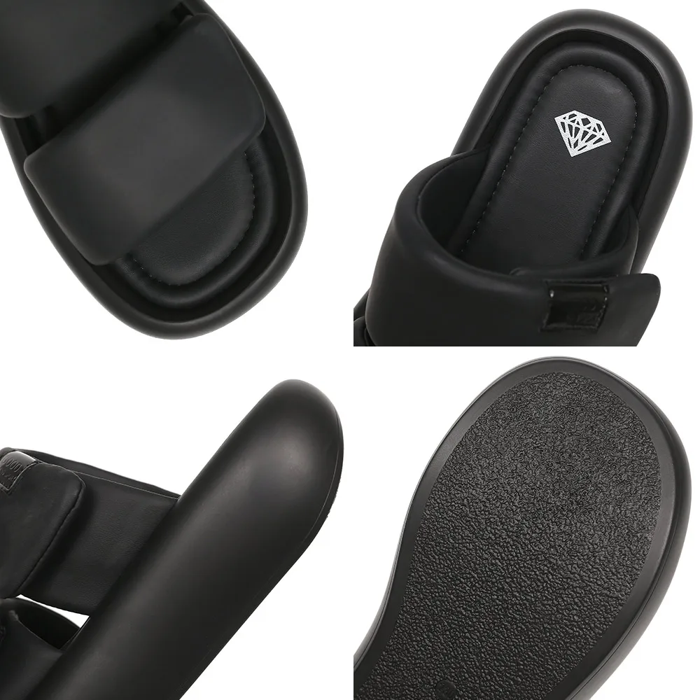 SOMILISS Women Summer Platform Sandal Slipper Hook And Loop Fastener Microfiber Leather Fashion Flat Casual Shoes for Women